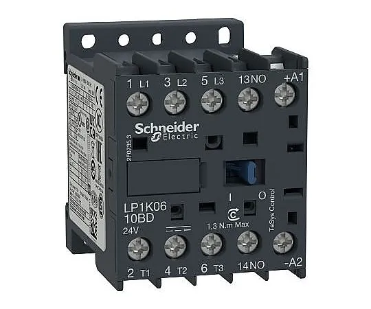 63-4751-63 Schneider Electric 3 Pole Contactor, 6 A, 24 V dc Coil, TeSys K, 3NO, 2.2 kW LP1K0610BD