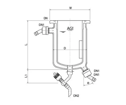 61-4715-85　［Discontinued］Full Jacket Type Reaction Vessel with Drain Valve, O-Ring Groove, Stirring Baffle　3071-03/75-H-GA