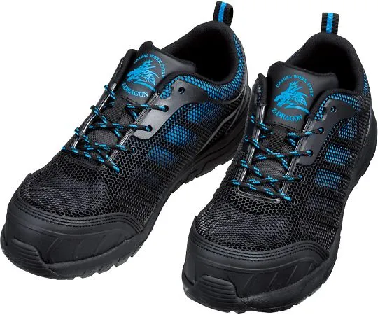 64-0989-75　［Discontinued］Safety Shoes Lace-Up Type Black x Blue 25.0 cm　S6161