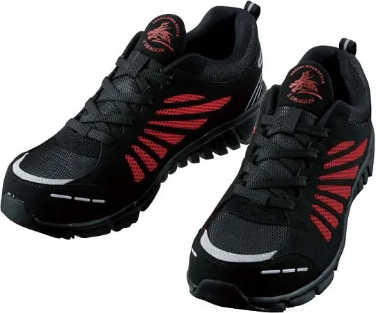 64-0987-63 Safety Shoes Lace-Up Type Black x Red 25.0 cm S4161