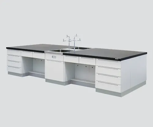 3-3744-02　［Discontinued］Central Laboratory Bench Wooden Type, Desk Type, with Face-To-Face Sink 2400 x 1200 x 800　SGOC-2412