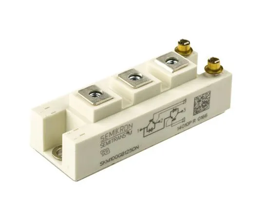 63-4806-04 Semikron SKM100GB125DN, SEMITRANS2 , N-Channel Dual Half Bridge IGBT Module, 100 A max, 1200 V, Panel Mount SKM100GB125DN