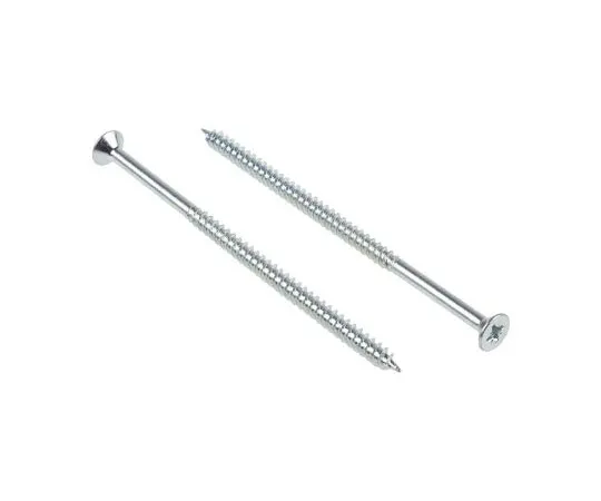 63-4690-80 Pozidriv Countersunk Steel Wood Screw Bright Zinc Plated, No. 10 Thread, 4in Length 144-3504