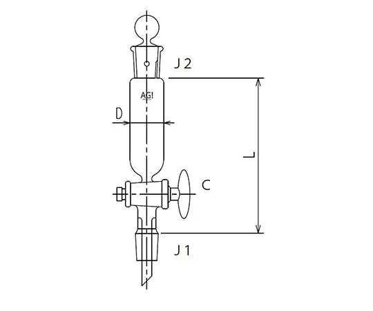 61-0187-02　［Discontinued］Semi-Micro Cylindrical Separatory Funnel with Sliding Glass Cock 10mL　3732-10-1M