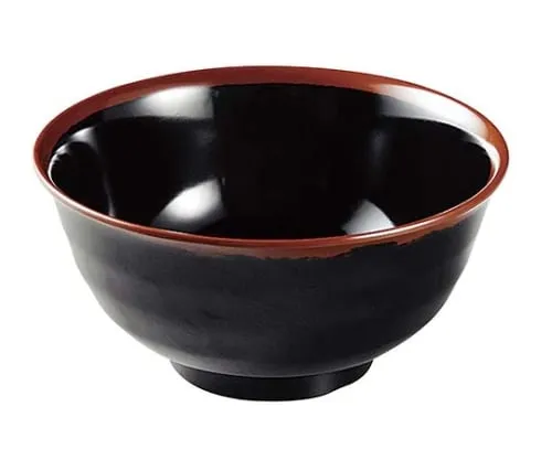 61-6835-58 Melamine Japanese tableware Chojiro kiln feathered Rice Bowl AN-60 large B inside Black 2428620