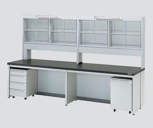 3-4413-01　［Discontinued］Side Laboratory Bench Frame Type, Glass Door, Fluorescent Lamp, with Reagent Shelf 1800 x 750 x 1870　HSOH-1807