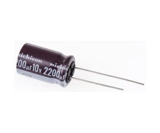 63-4845-54 Nichicon 2200μF 10V dc Aluminium Electrolytic Capacitor, Through Hole 12.5 (Dia.) x 20mm +105°C 12.5mm 5mm UPS1A222MHD