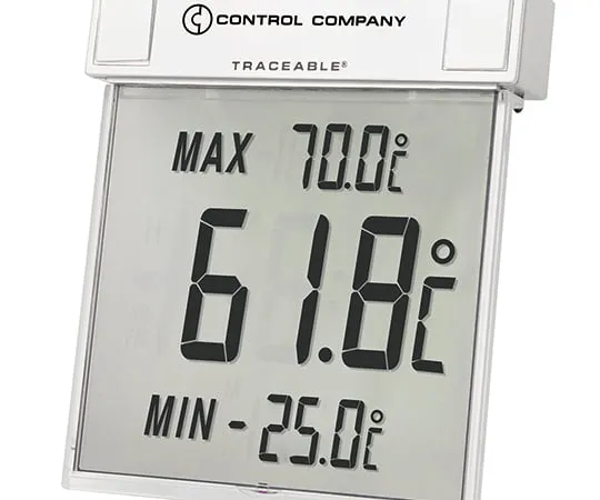 3-6337-01-20　［Discontinued］Large Screen Thermometer (TRACEABLE) -25 to + 70℃ with Calibration Certificate　4160
