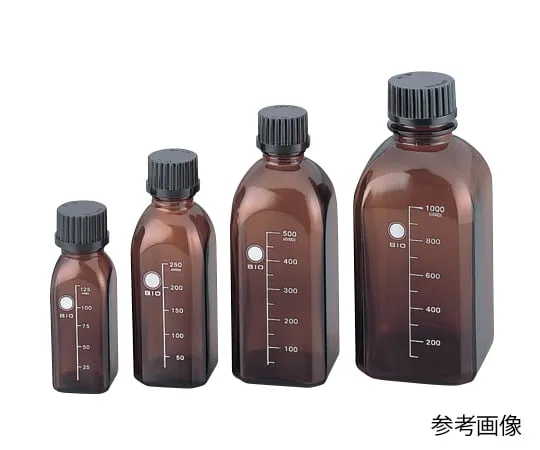 2-079-01　［Discontinued］Screw-Top Bottle Square Amber with Black Cap 125mL GL-32