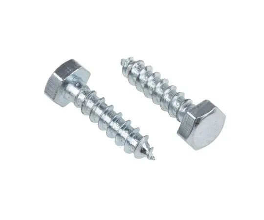 63-4691-02 Hex Steel Wood Screw Bright Zinc Plated, M6 Thread 144-3532
