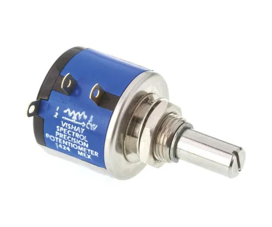 63-4800-34 Vishay 534 Series Wirewound Potentiometer with a 6.35 mm Dia. Shaft 10-Turn, 100Ω, ±5%, 2W, ±20ppm/°C, Panel Mount 534B1101JL