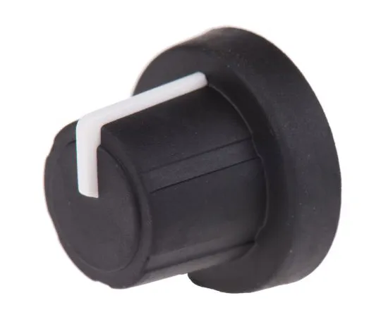 63-4757-25 Sifam Potentiometer Knob, Push-On Type, 18.9mm Knob Diameter, Black, Splined Shaft Type, 6mm Shaft 3/03/TPN130-006/237/224