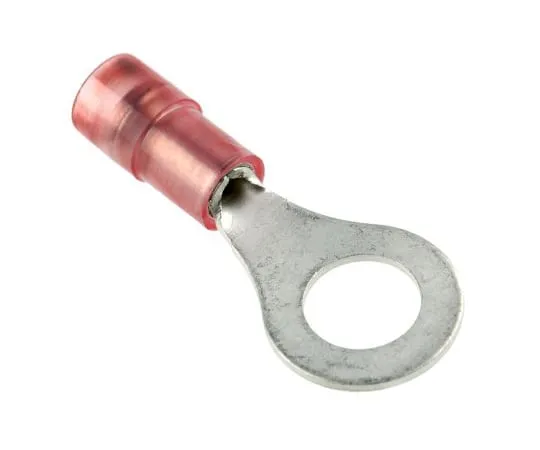 63-4750-40 RS PRO Insulated Crimp Ring Terminal, M6 (1/4) Stud Size, 0.5mm² to 1.5mm² Wire Size, Red 267-3593