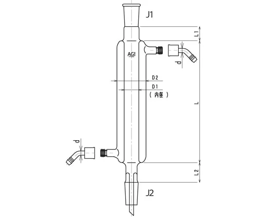 65-2346-26 Double-Tube Chromatography Column Water Connector with Joint Specification φ 10 L: 300 3828-10300-3L-W