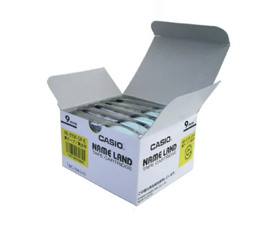 62-1062-86 Casio NAME LAND Label Printer Tape 9mm Width (Yellow Ground/Black Characters) Set Of 5 XR-9YW-5P-E