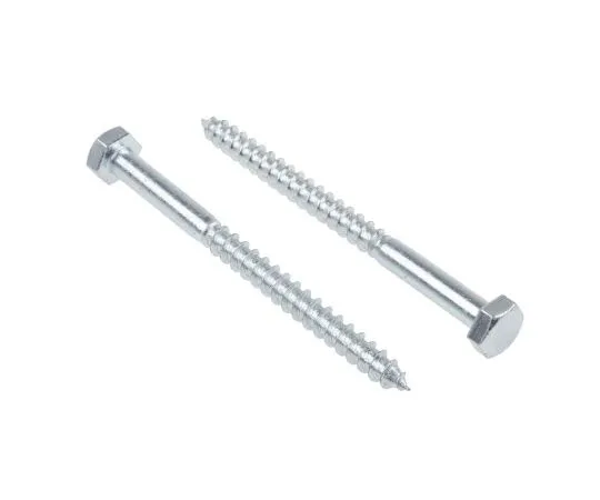63-4691-10 Hex Steel Wood Screw Bright Zinc Plated, M10 Thread 144-3540