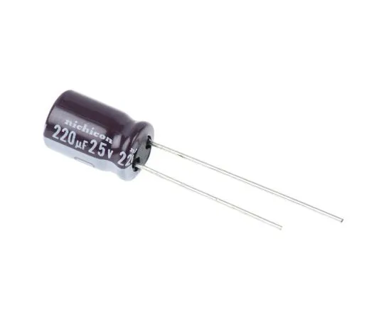 63-4845-69 Nichicon 220μF 25V dc Aluminium Electrolytic Capacitor, Through Hole 8 (Dia.) x 11.5mm +105°C 8mm 3.5mm UPS1E221MPD