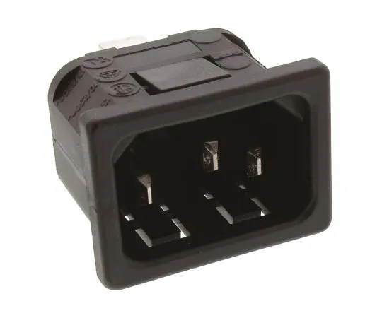 63-4725-16 Bulgin C14 Snap-In IEC Plug Male, 10A, 250 V ac PX0575/10/63