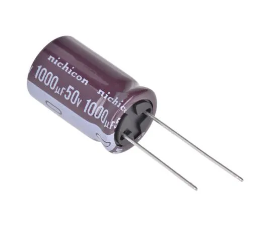63-4845-93 Nichicon 1000μF 50V dc Aluminium Electrolytic Capacitor, Through Hole 16 (Dia.) x 25mm +105°C 16mm 7.5mm UPS1H102MHD