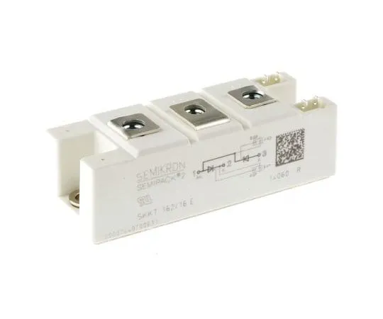 63-4722-54 Semikron, SKKT 162/16 E, Dual Thyristor Module SCR, 156A 1600V, 7-Pin Semipack2 SKKT 162/16 E