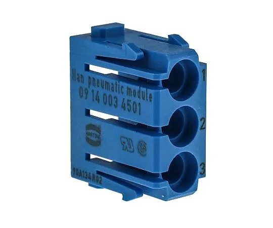 63-4734-24 Han-Modular Series Male Module, 3 Way, 1 Row, Han Pneumatic 9140034501