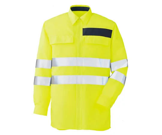 65-1288-60 Work Clothes, JIS Standard, High Visibility Shirt Yellow S VES2334-UE-S VES2334-UE-S