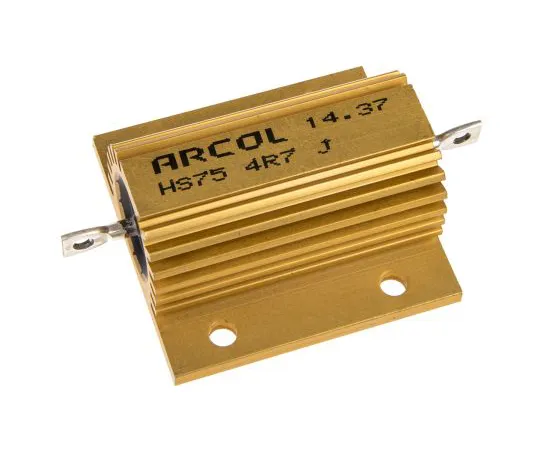 63-4758-65 Arcol HS75 Series Aluminium Ho***d Axial Wire Wound Panel Mount Resistor, 4.7Ω ±5% 75W HS75 4R7 J