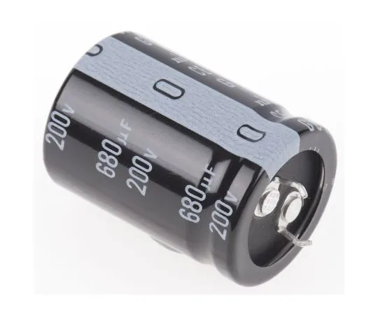 63-4845-38 Nichicon 680μF 200V dc Aluminium Electrolytic Capacitor, Through Hole 25 (Dia.) x 35mm +105°C 25mm 10mm LGU2D681MELA