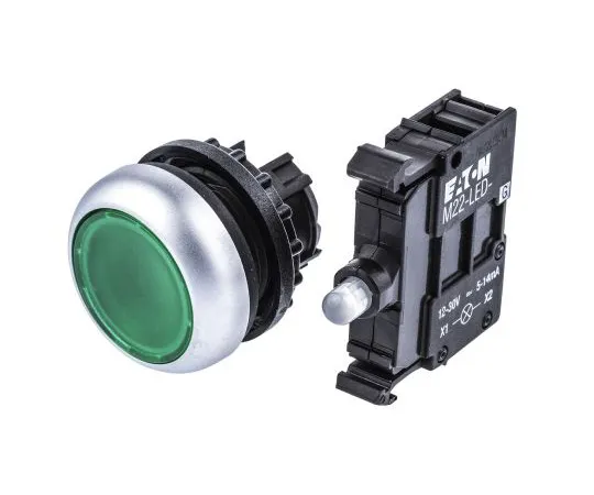 63-4798-56 Eaton M22 Series, Green Push Button Head, Momentary, 22mm Cutout M22-DL-G+M22-A+M22-LED-G