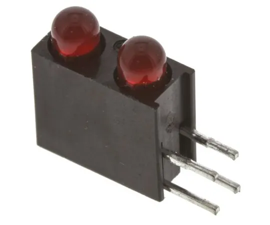 63-4873-49 Dialight 553-0111F, Red Right Angle PCB LED Indicator, 2 LEDs, Through Hole 3 V 553-0111F