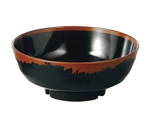61-6835-43 Melamine Japanese tableware Chojiro kiln Rice Bowl AN-72 large B inside Black 2428120