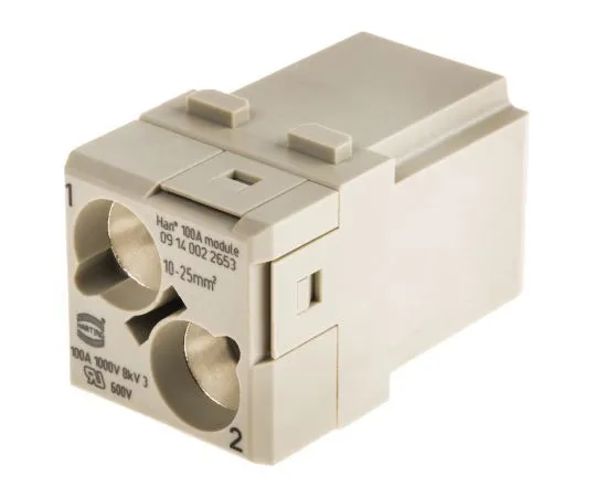 63-4784-26 Han-Modular Series Male Module, 2 Way, For Use With Heavy Duty Power Connectors, Standard Han Hoods and Housings, Han 9140022653