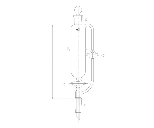 62-2110-87　［Discontinued］Separatory Funnel Glass Cock with Equilibrium Type cock 100 mL　3741-100-3L