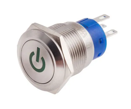 63-4660-84 RS PRO Single Pole Double Throw (SPDT) Latching Green LED Push Button Switch, IP67, 19 (Dia.)mm, Panel Mount, Power 111-3903