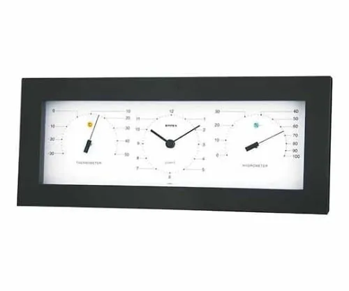 61-6864-92 MONO Thermometer, Clock, Hygrometer 122 x 292 x 38mm 530G (Gift Box) MN-4841