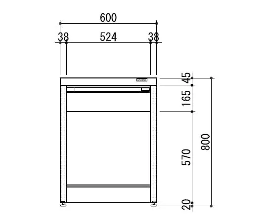 3-4316-01　［Discontinued］Side Laboratory Bench Frame Type 600 x 750 x 800　HTOA-607