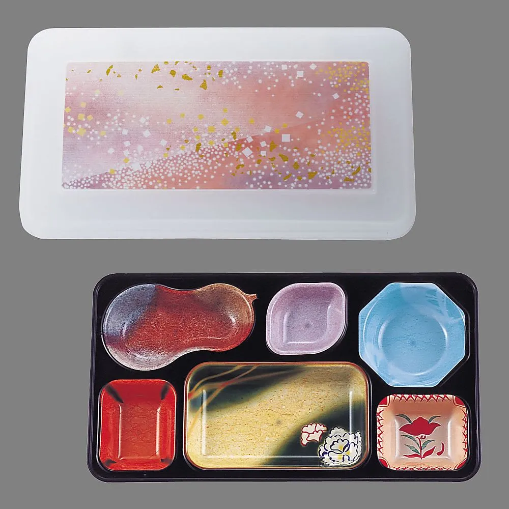 62-6803-05 Beautiful Dish Side Dish (Black Inner A/Clear Flower Bubble Pink) PR-6