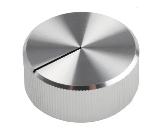 63-4803-56 RS Pro Potentiometer Knob, Grub Screw Type, 30mm Knob Diameter, Silver, 6.4mm Shaft 465-9864