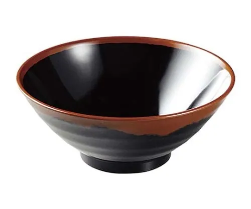 61-6835-55 Melamine Japanese tableware Chojiro kiln soba Bowl AN-64 small B inside Black 2428520