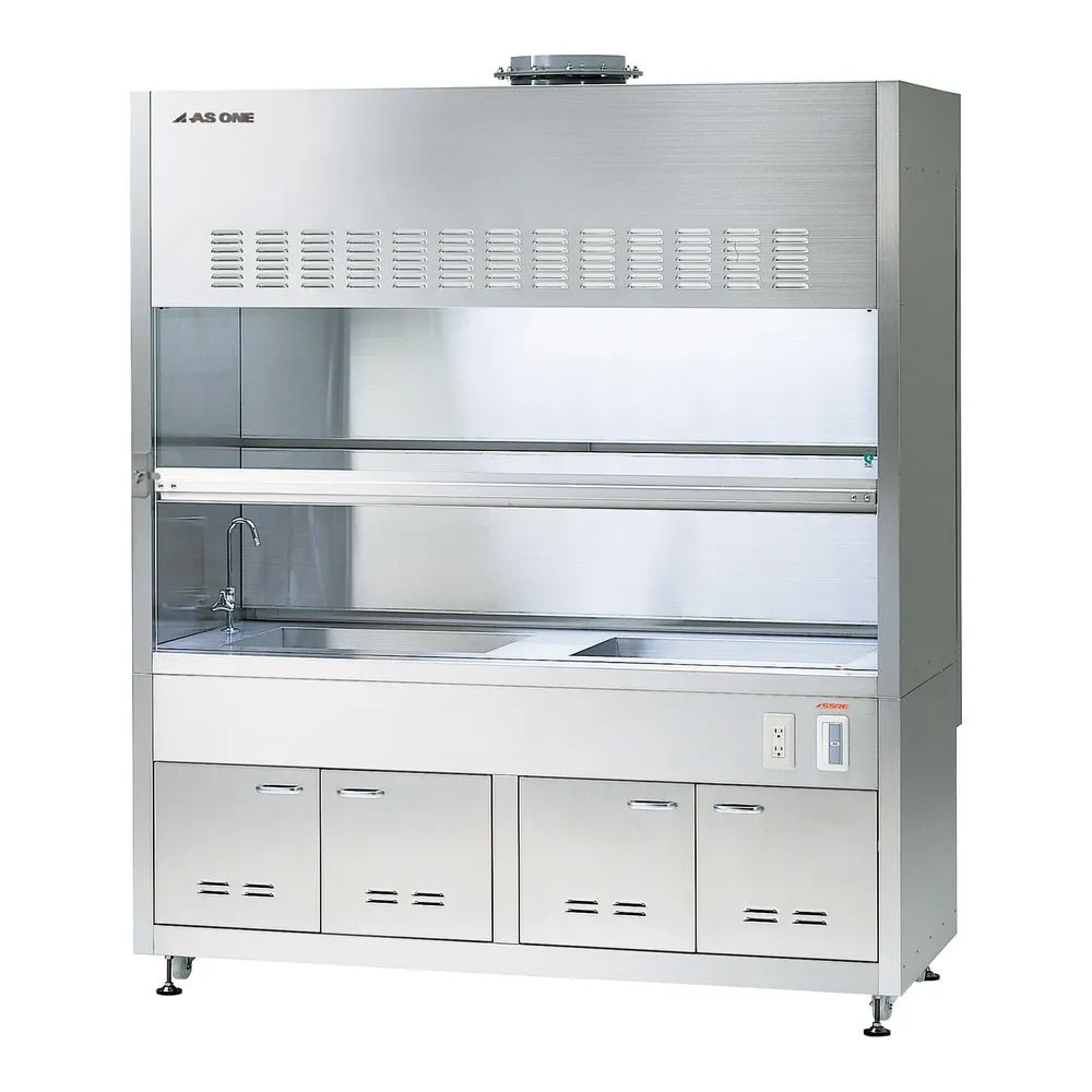 3-4573-01 ASSRE Fume Hood Stainless Steel, Working Surface All Sink 2 Tanks Type 1200 x 820/750 x 2150 SS-1200II