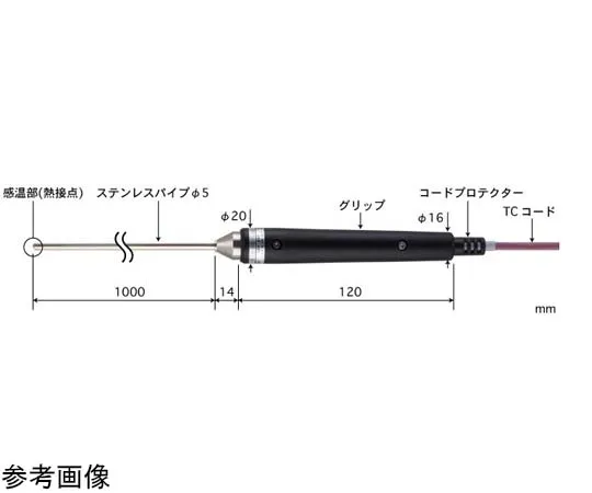 65-3533-24　［Out of stock］Semi-Solid/Liquid General Temperature Sensor BS Series with ISO Document Set -200~500°C Outer Diameter 5φ 1000 mm E Type　BS-51E-100-TC1-ASP