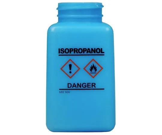 64-2944-46 Dissipative HDPE Blue Square Bottle, GHS Label with "Isopropanol" 35736