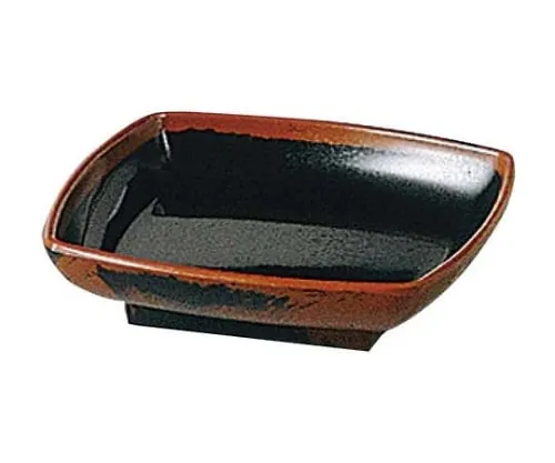 61-6835-70 Melamine Japanese Crockery Chojiro Kaku Small Plate AN-55 B Inner Black 2429020