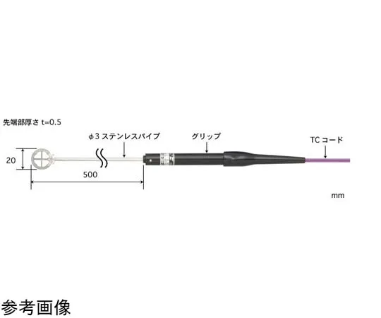 65-3532-91　［Out of stock］Air Temperature Sensor AT Series with ISO Document Set -50~500°C Pipe Calibration Temperature Point: 100, 300°C E Type　AT-40E-050-1-TC1-ASP