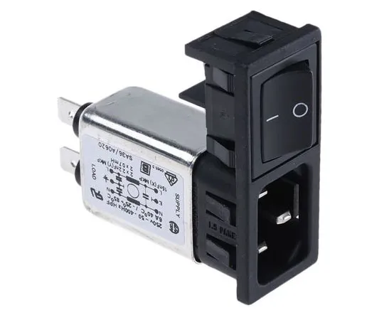 63-4731-04 Male C14 IEC Filter Snap-In,Rated At 10A,250 V ac BZM27/A0620/57B