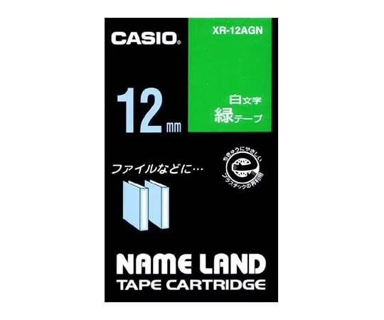 62-1063-09 Casio NAME LAND Label Printer Tape 12mm Width (Green Ground/White Characters) XR-12AGN