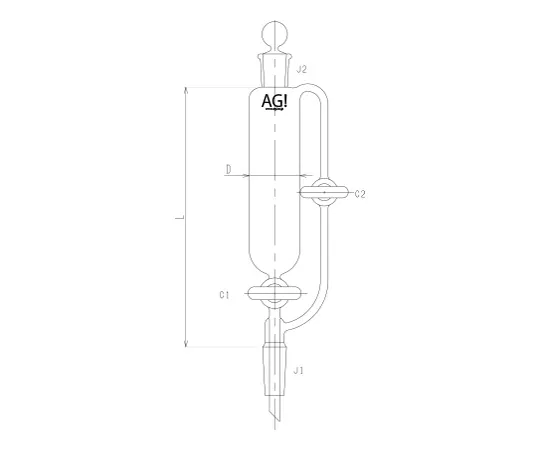 62-2110-93　［Discontinued］Separatory Funnel PTFE cock with Equilibrium Type cock 100 mL　3743-100-3L
