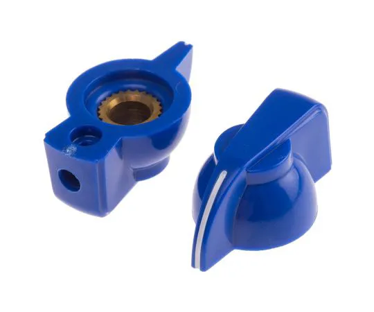 63-4805-07 RS Pro Potentiometer Knob, Grub Screw Type, 32mm Knob Diameter, Blue, 6.35mm Shaft 467-2413