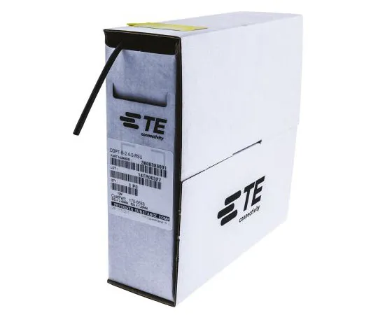 63-4712-92 TE Connectivity Black Halogen Free Heat Shrink Tubing 2.4mm Sleeve Dia. x 10m Length, CGPT Series 2:1 Ratio CGPT-R-2.4-0