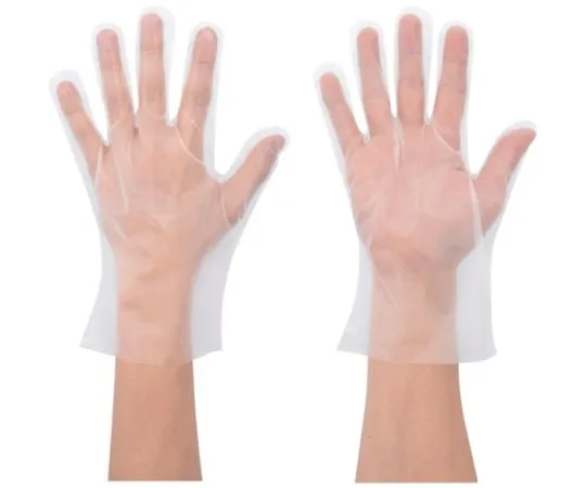 67-2307-66 Polyethylene Disposable Gloves Nice Hand Clean Handmade Gloves Embossed Inside 100 ct L Size NHKTTGPE-L100P